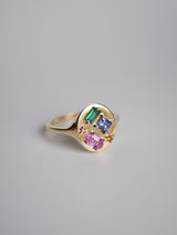 Mixed Cut Rainbow Signet Ring