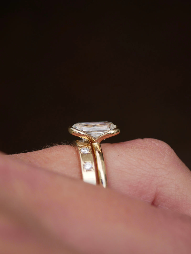 Elongated Cushion Partial Bezel Ring