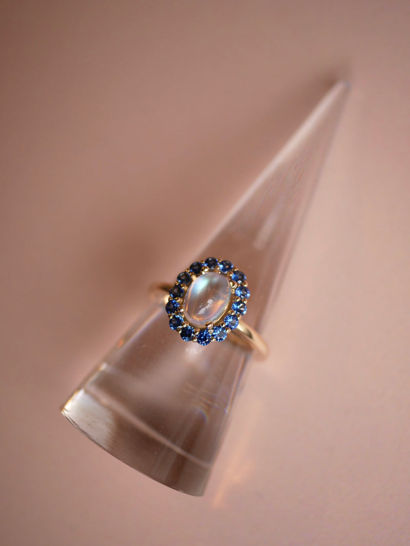 Moonstone Halo Ring