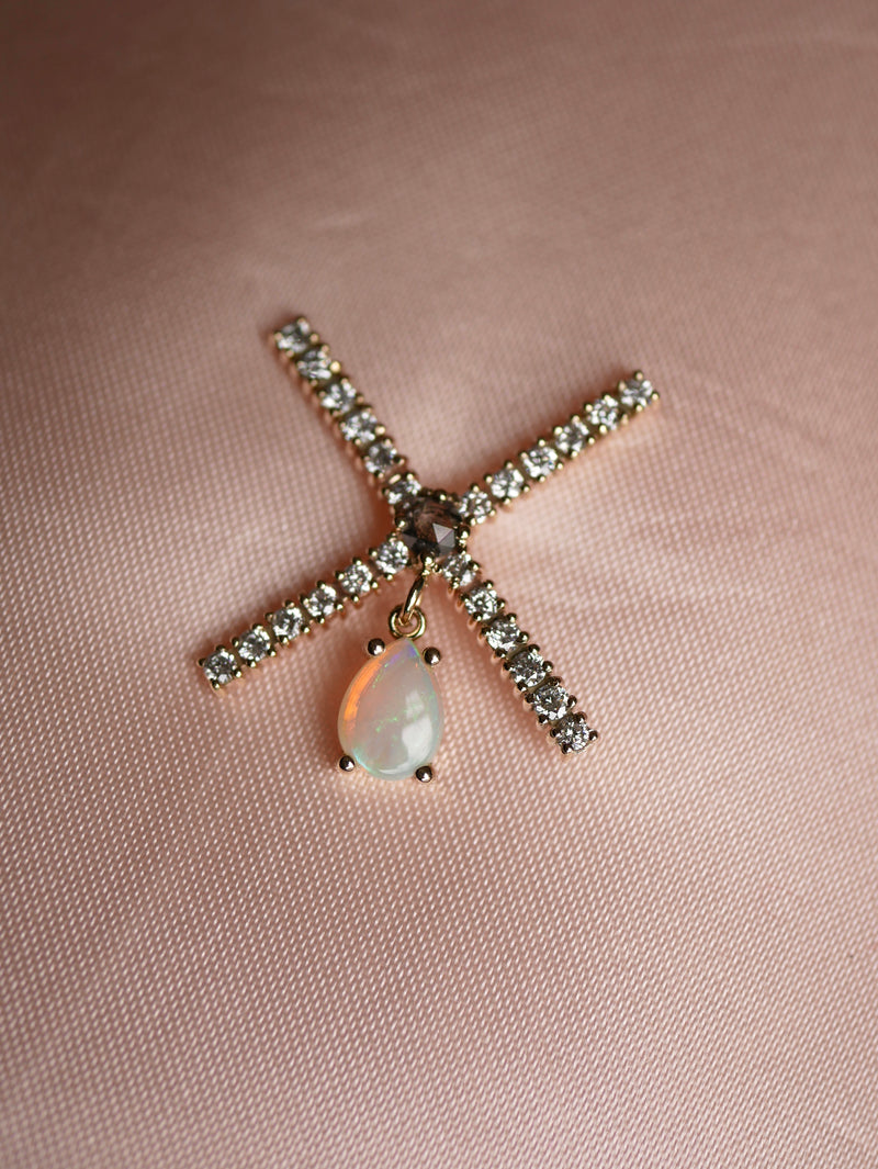 Diamond & Opal Crest Brooch