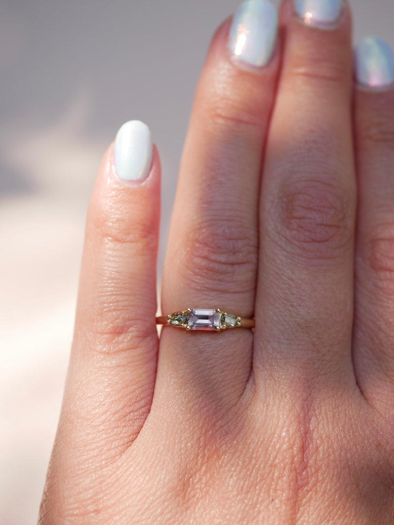 Mauve Sapphire Winged Ring