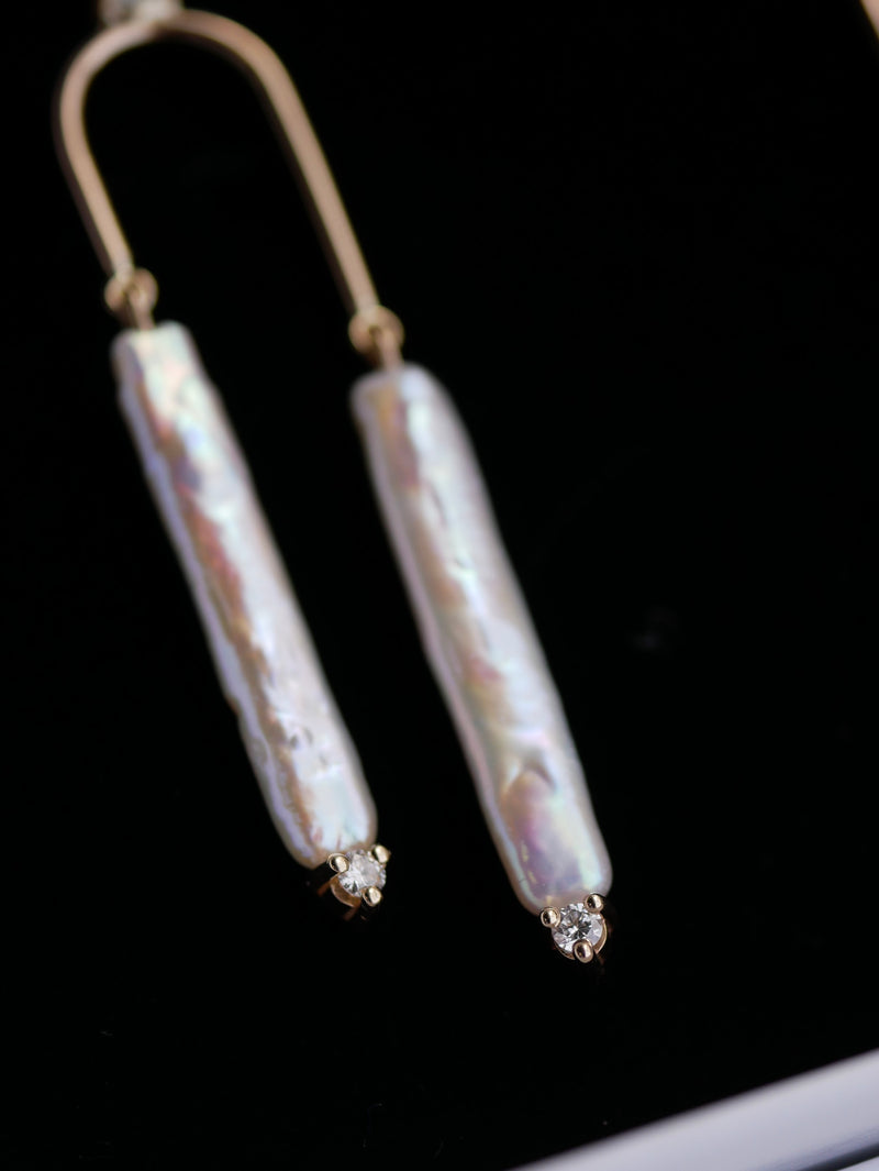 Pearl Double Pillar Earrings