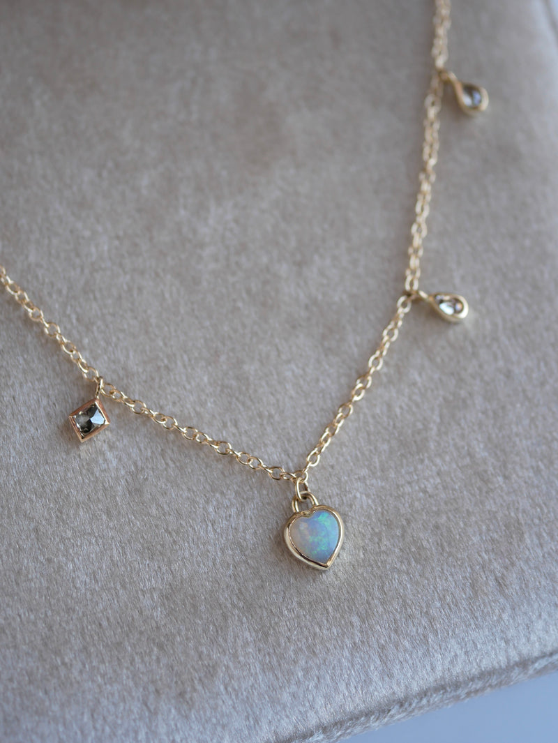 Heart Opal Charm Necklace