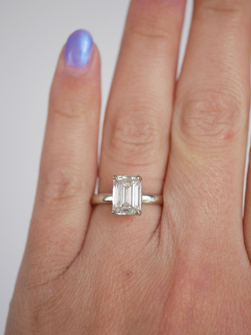 Emerald Cut Diamond Hidden Halo