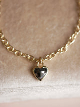 Black Diamond Heart Link Bracelet