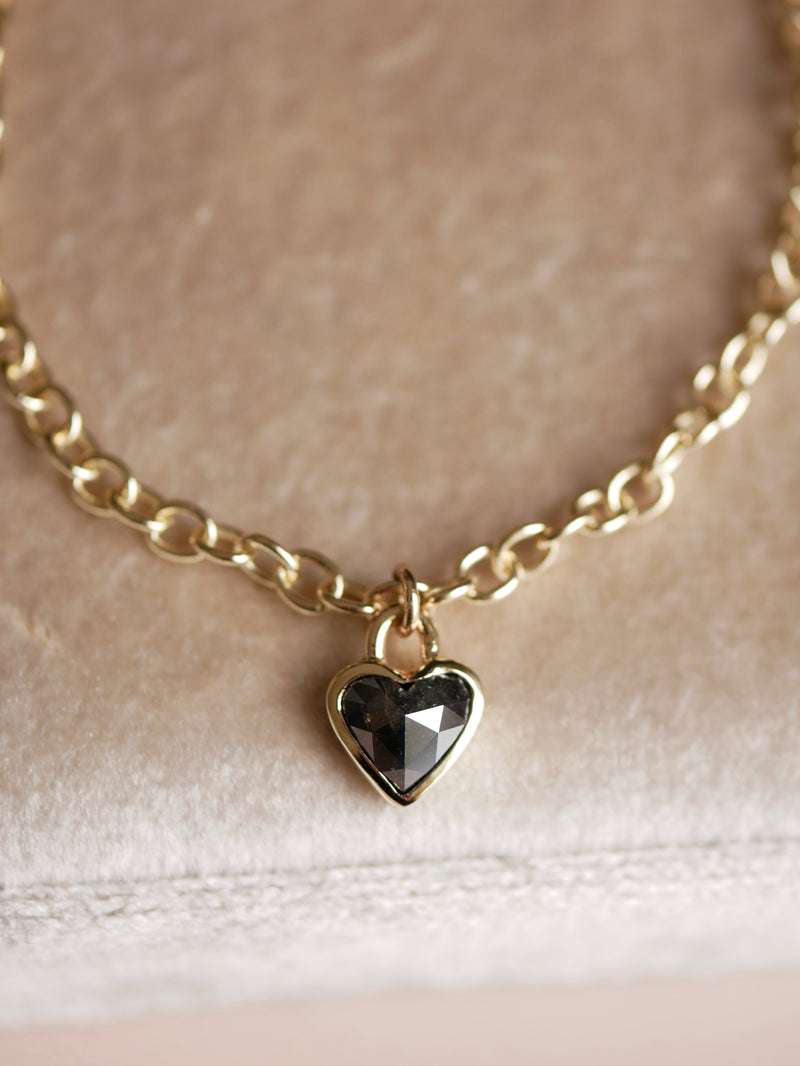 Black Diamond Heart Link Bracelet