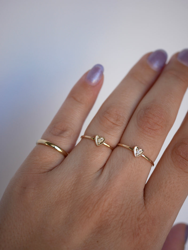 Milgrain Heart Stack Ring