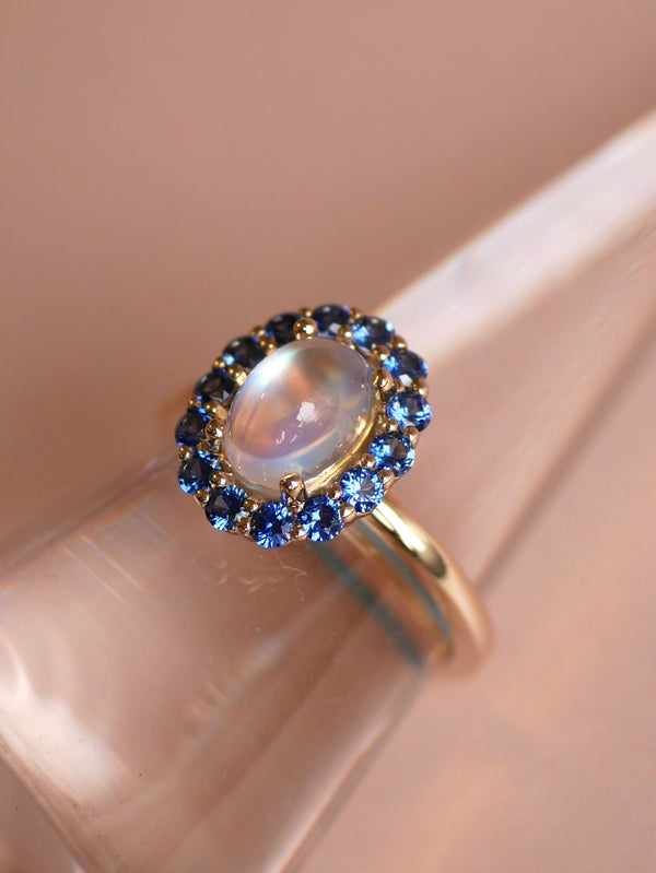 Moonstone Halo Ring