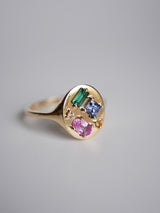 Mixed Cut Rainbow Signet Ring