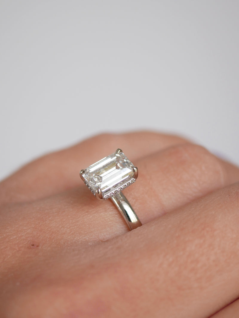 Emerald Cut Diamond Hidden Halo