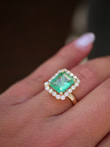 Emerald Diana Halo Ring