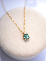 Teal Tourmaline Step-Cut Pendant