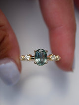 Teal Sapphire Distance Ring