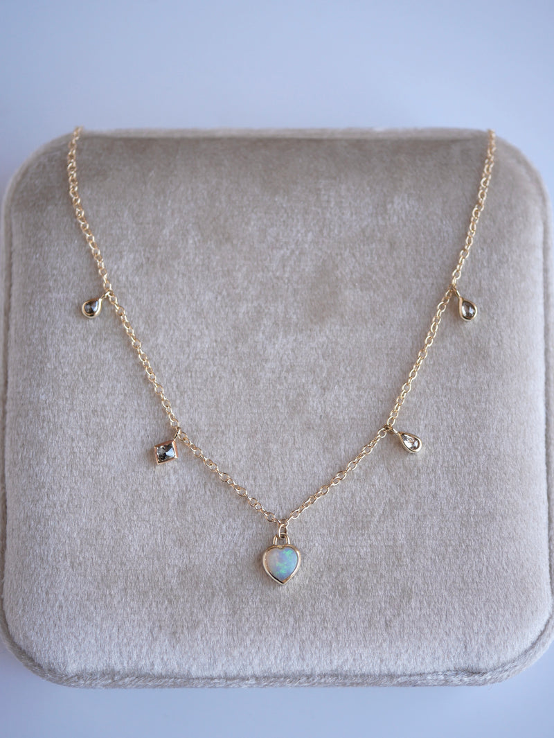 Heart Opal Charm Necklace