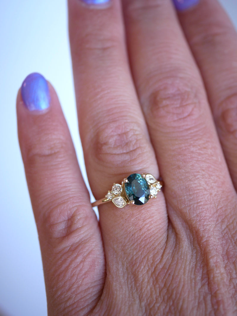 Teal Sapphire Garden Ring