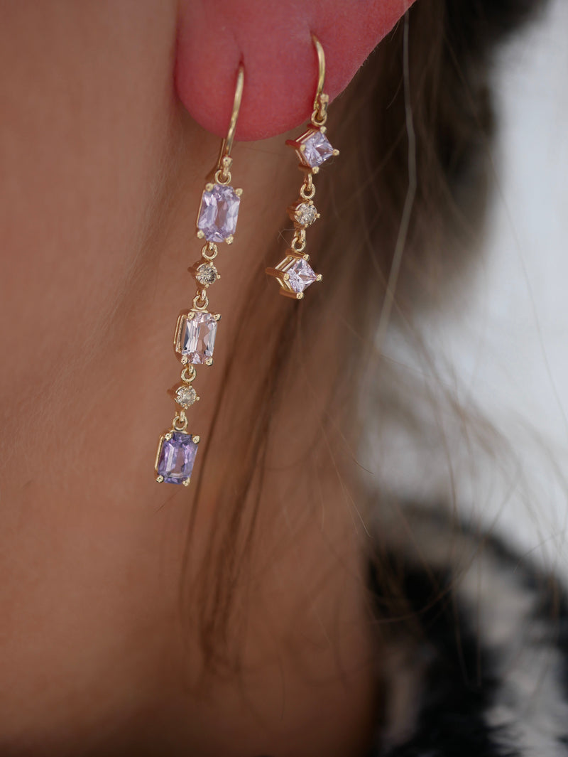 Lavender Sapphire Waterfall Earrings