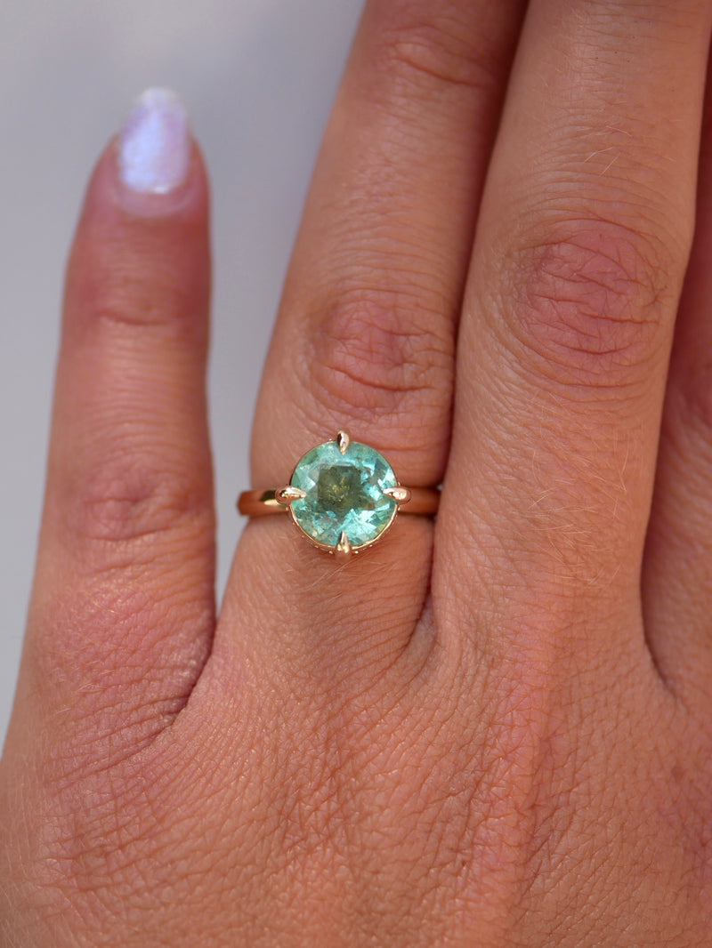 Emerald Beaded Diamond Ring