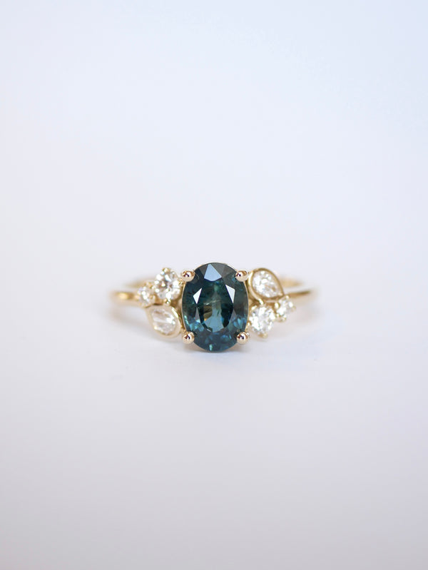 Teal Sapphire Garden Ring