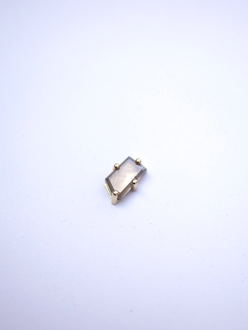 Portrait Cut Salt & Pepper Diamond Stud (Single)