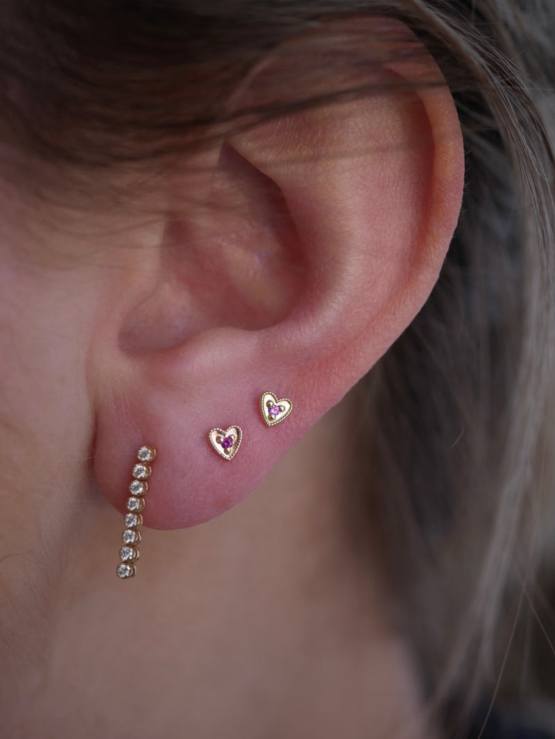 Milgrain Heart Studs