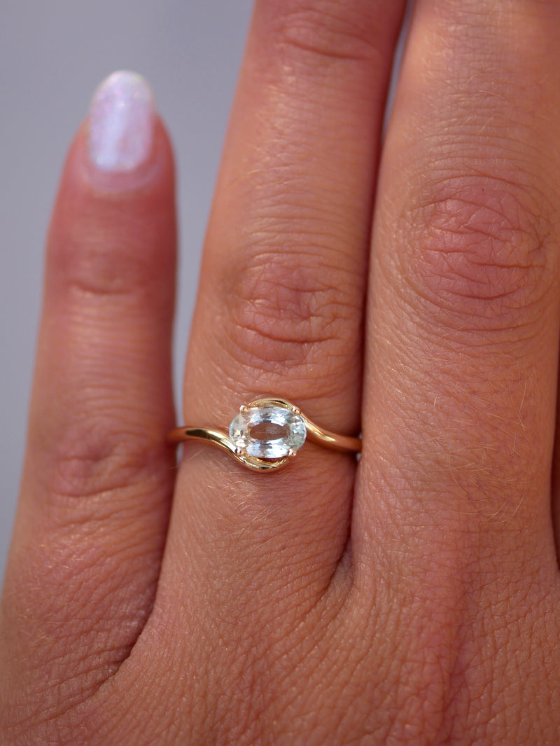 Aquamarine Nautilus Ring