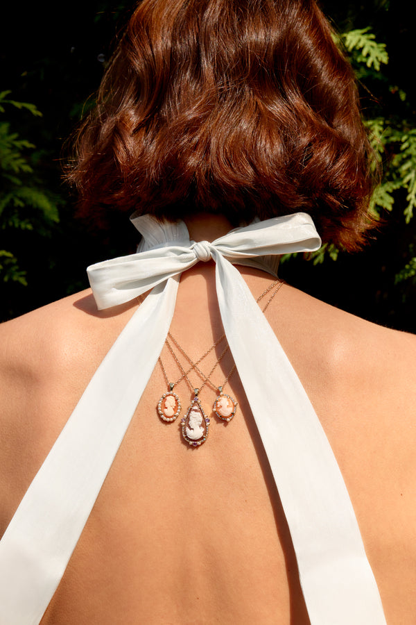 Diamond & Pearl Antique Cameo Necklace