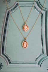 Diamond & Pearl Antique Cameo Necklace