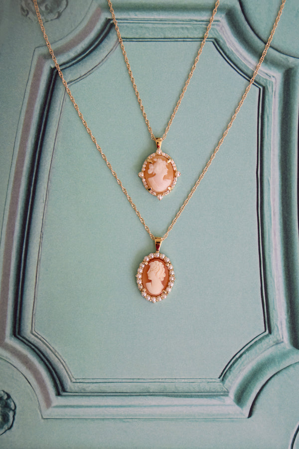 Pearl Halo Antique Cameo Necklace