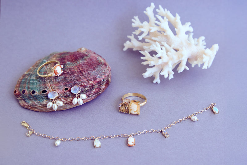 Moonstone Pearl Cluster Earrings