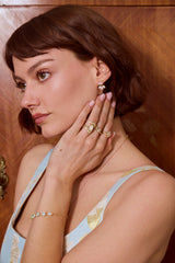 Moonstone Pearl Cluster Earrings