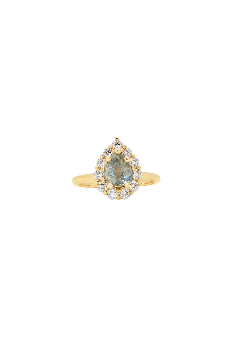 Mint Sapphire Halo Ring