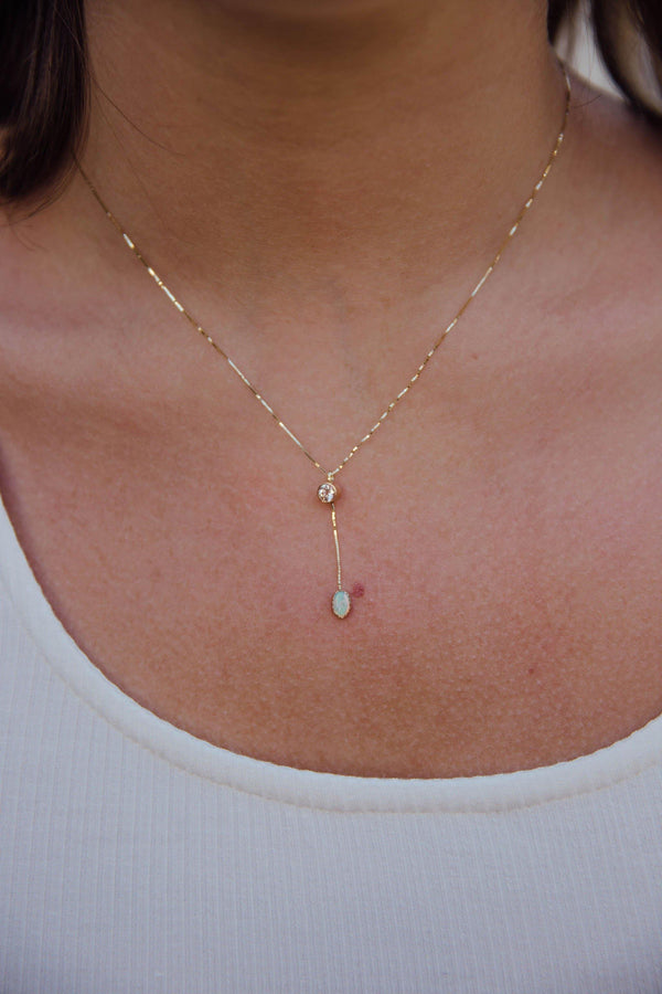 Morganite Opal Lariat - Emily Warden Designs