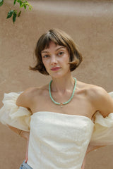 Beaded Charm Hoop Necklace: Light Green