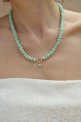 Beaded Charm Hoop Necklace: Light Green