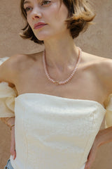 Beaded Charm Hoop Necklace: Rose Quartz