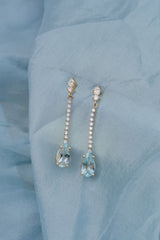 Aquamarine & Diamond Tennis Earrings