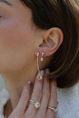 Baguette Diamond & Morganite Studs