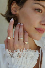 Diamond Flower Pinky Signet