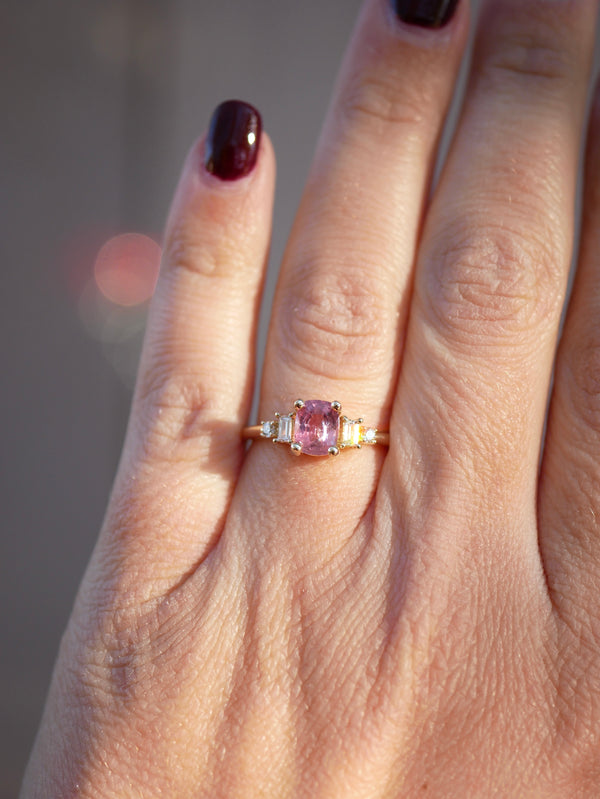 Pink Sapphire Cushion Ring