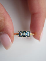 Blue Sapphire Triptych Ring
