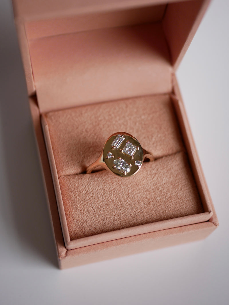 Mixed Cut Diamond Signet Ring