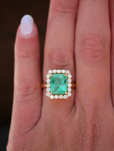 Emerald Diana Halo Ring
