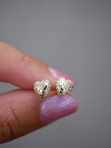 Engraved Diamond Heart Studs