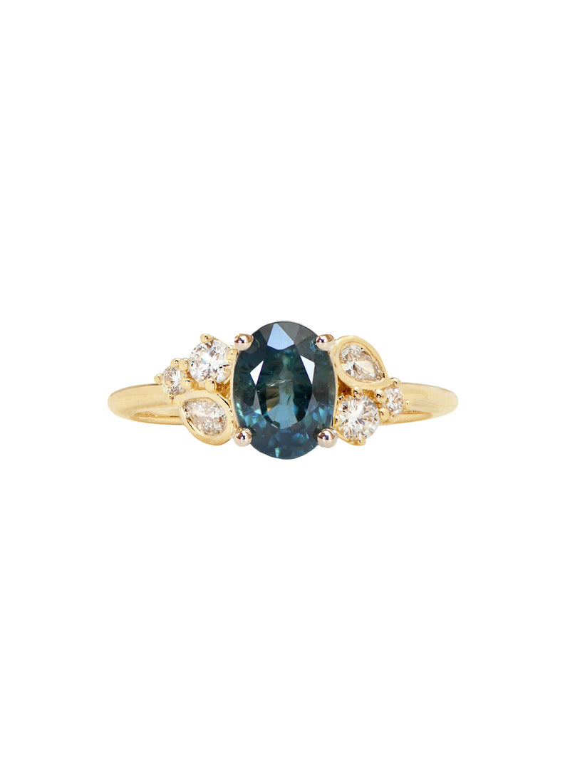 Teal Sapphire Garden Ring