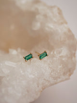 Emerald Baguette Studs