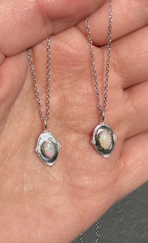 Australian Opal Filigree Pendant, Sterling Silver