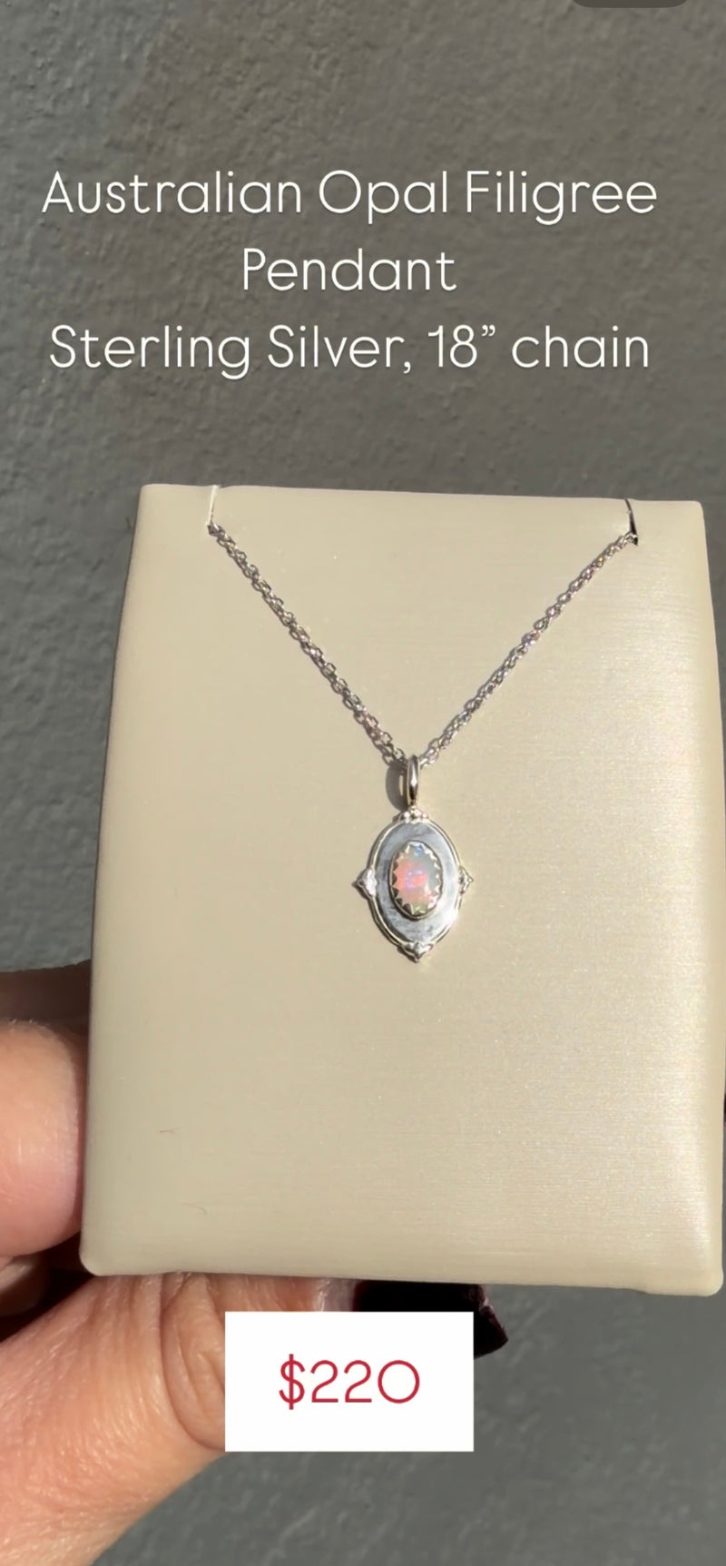 Australian Opal Filigree Pendant, Sterling Silver