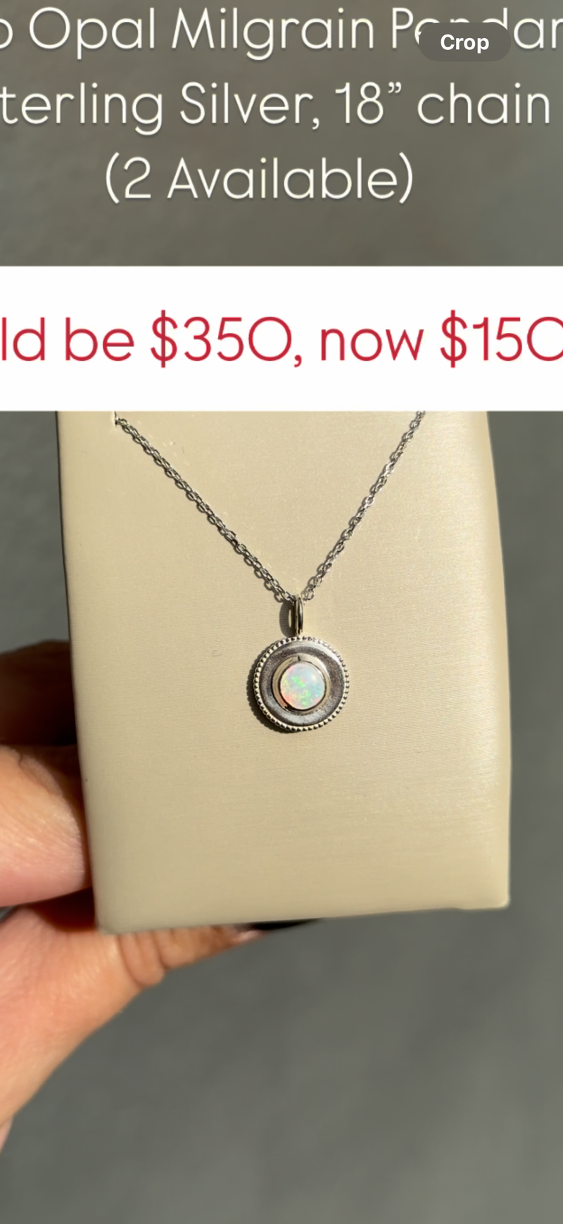 Opal Milgrain Pendant, Sterling Silver