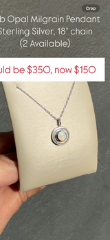 Opal Milgrain Pendant, Sterling Silver