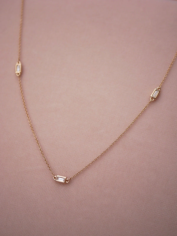 Baguette Station Necklace